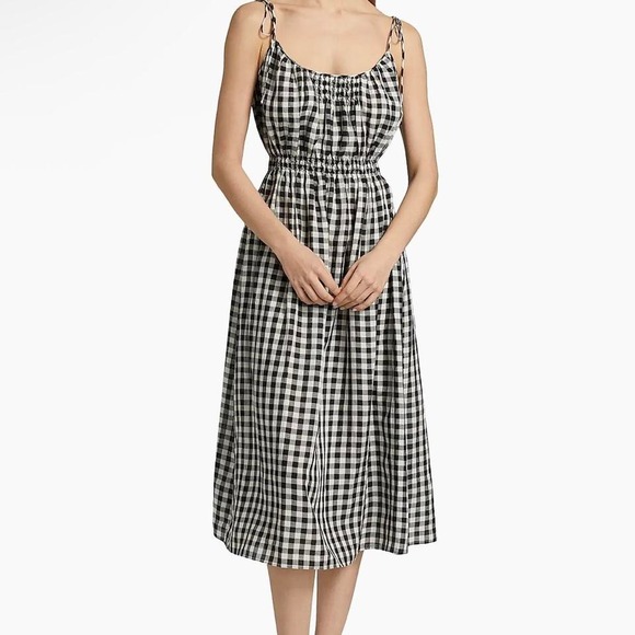 Doen Dresses & Skirts - Doen Black & White Leslie Gingham Smoked Midi‎ Dress Size L